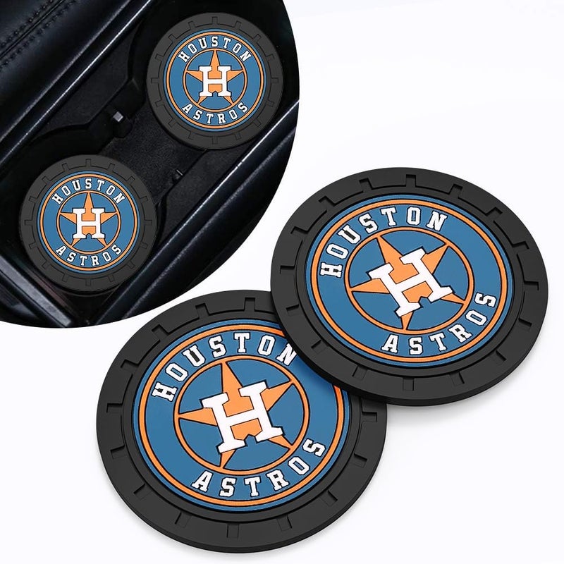 EMIJOY Astros Car Cup Holder Coasters for Baseball Fans,Huston Astros Car Coasters for Vehicle Drink Holder,Baseball Stuffs Huston Astros Car Cup Holder Insert,Souvenir/Gifts for Baseball Fans,Car Cup Mat - Image 1